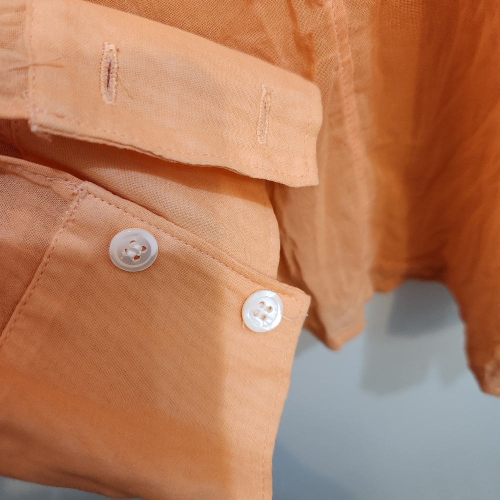 Theory Semi-Sheer Button-Up Blouse Size Small Mad… - image 6